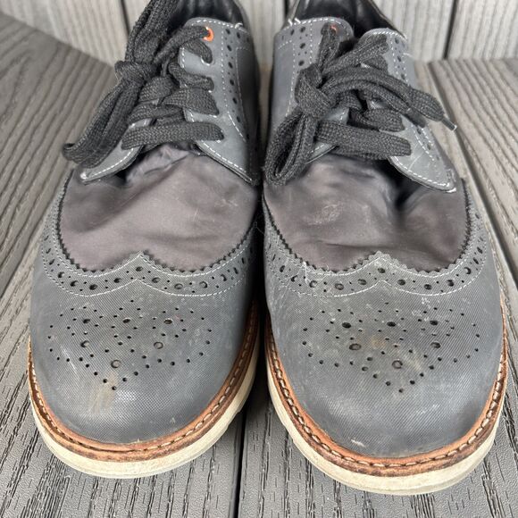 SWIMS Men\'s Wingtip Loafer Sneakers Grey Suede Orange Accents US 9.5 Waterproof